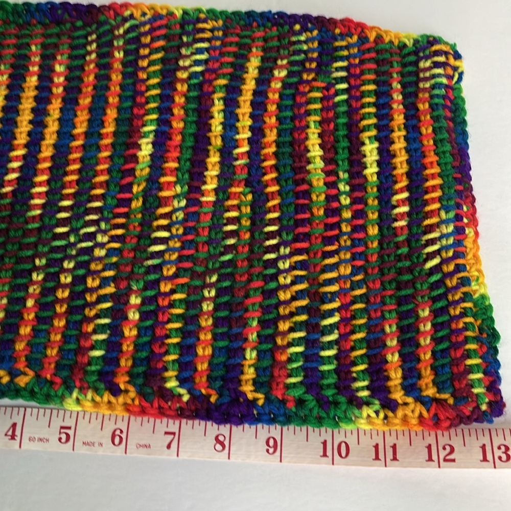 Crochet Rainbow Trivet Runner Mat Handmade Wall Decor Colorful Rectangular - Picture 5 of 9